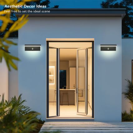 Brilagi - LED-ulkoseinävalaisin anturilla TESSI LED/10W/230V musta IP54