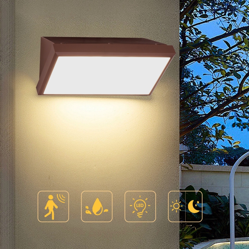 Brilagi - LED-ulkoseinävalaisin liiketunnistimella TRIANGLE LED/20W/230V ruskea IP65