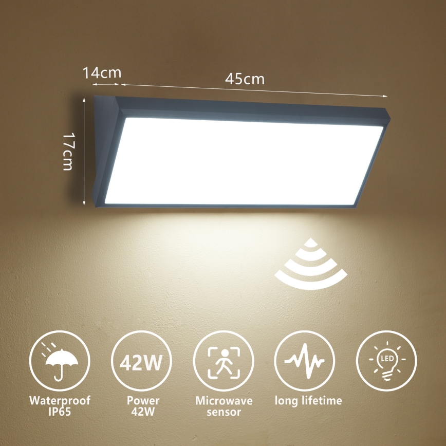 Brilagi - TRIANGLE LED ulkoseinävalaisin liiketunnistimella, 42 W, 230 V, 45 cm, antrasiitti, IP65