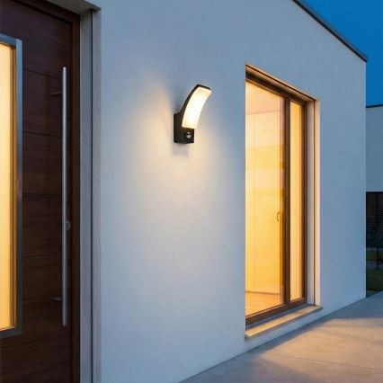 BRILAGI - LED-ulkoseinävalaisin liike- ja hämärätunnistimella ARCELO LED/12W/230V IP65 musta