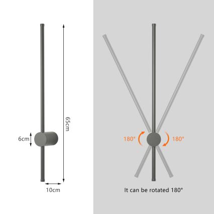 Brilagi - AURA LED-ulkoseinävalaisin 12W/230V 4000K IP54 65 cm antrasiitti CRI 90