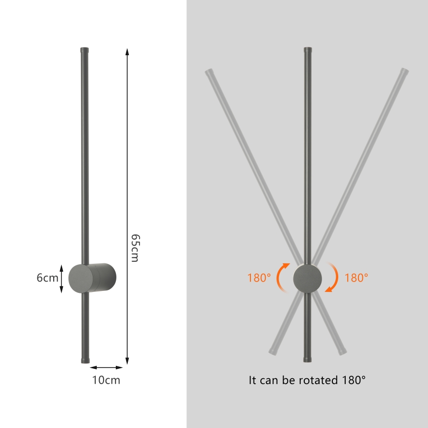 Brilagi - AURA LED-ulkoseinävalaisin 12W/230V 4000K IP54 65 cm antrasiitti CRI 90