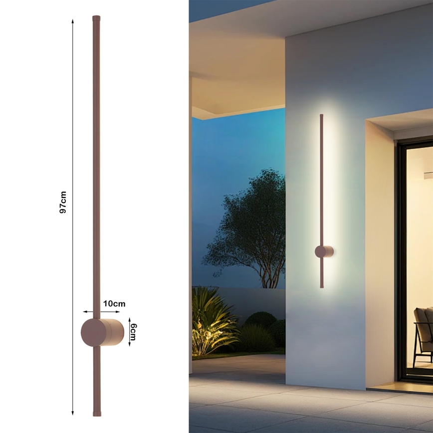 Brilagi - AURA LED-ulkovalaisin, 20 W, 230 V, 3000 K, IP54, 97 cm, ruskea, CRI 90