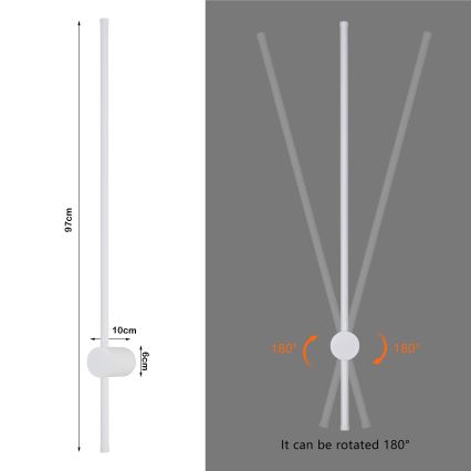 Brilagi - LED-ulkoseinävalaisin AURA, 20 W, 230 V, 3000 K, IP54, 97 cm, valkoinen, CRI 90