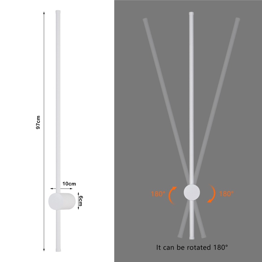 Brilagi - LED-ulkoseinävalaisin AURA, 20 W, 230 V, 3000 K, IP54, 97 cm, valkoinen, CRI 90