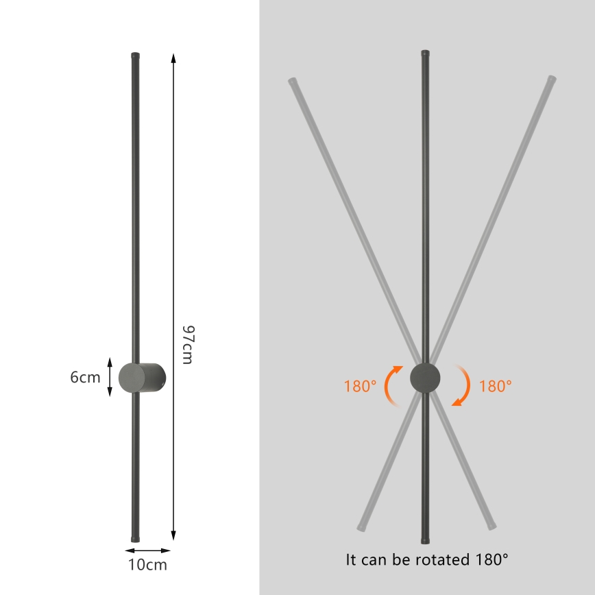 Brilagi - LED-ulkoseinävalaisin AURA LED/20W/230V 3000K IP54 97 cm antrasiitti CRI 90