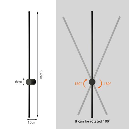 Brilagi - LED-ulkovalaisin AURA LED/20W/230V 3000K IP54 97 cm musta CRI 90