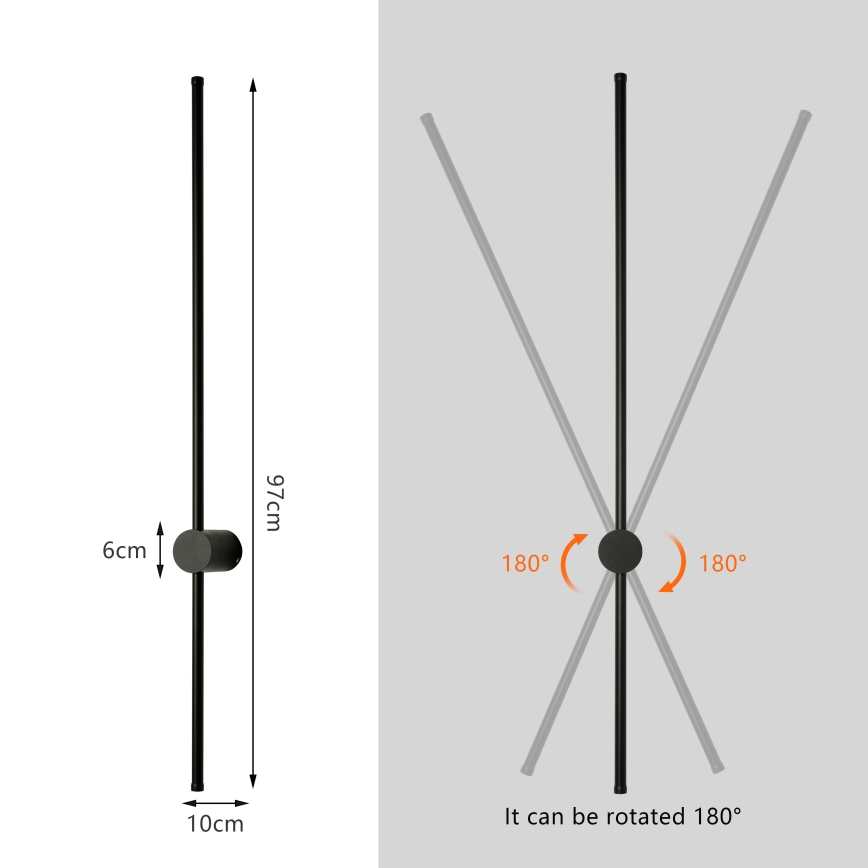 Brilagi - LED-ulkovalaisin AURA LED/20W/230V 3000K IP54 97 cm musta CRI 90