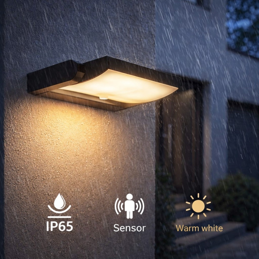 Brilagi - LED-ulkoseinävalaisin tunnistimella ANKLE LED/18W/230V 3000K IP65 antrasiitti