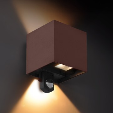 Brilagi - LED-ulkoseinävalaisin liiketunnistimella CUBE LED/6W/230V ruskea IP65