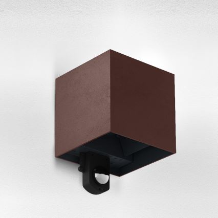 Brilagi - LED-ulkoseinävalaisin liiketunnistimella CUBE LED/6W/230V ruskea IP65