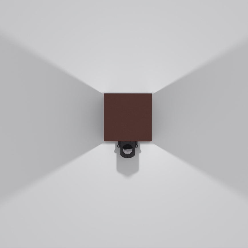 Brilagi - LED-ulkoseinävalaisin liiketunnistimella CUBE LED/6W/230V ruskea IP65