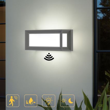 Brilagi - PARKER LED-ulkoseinävalaisin liiketunnistimella LED/12W/230V harmaa IP44