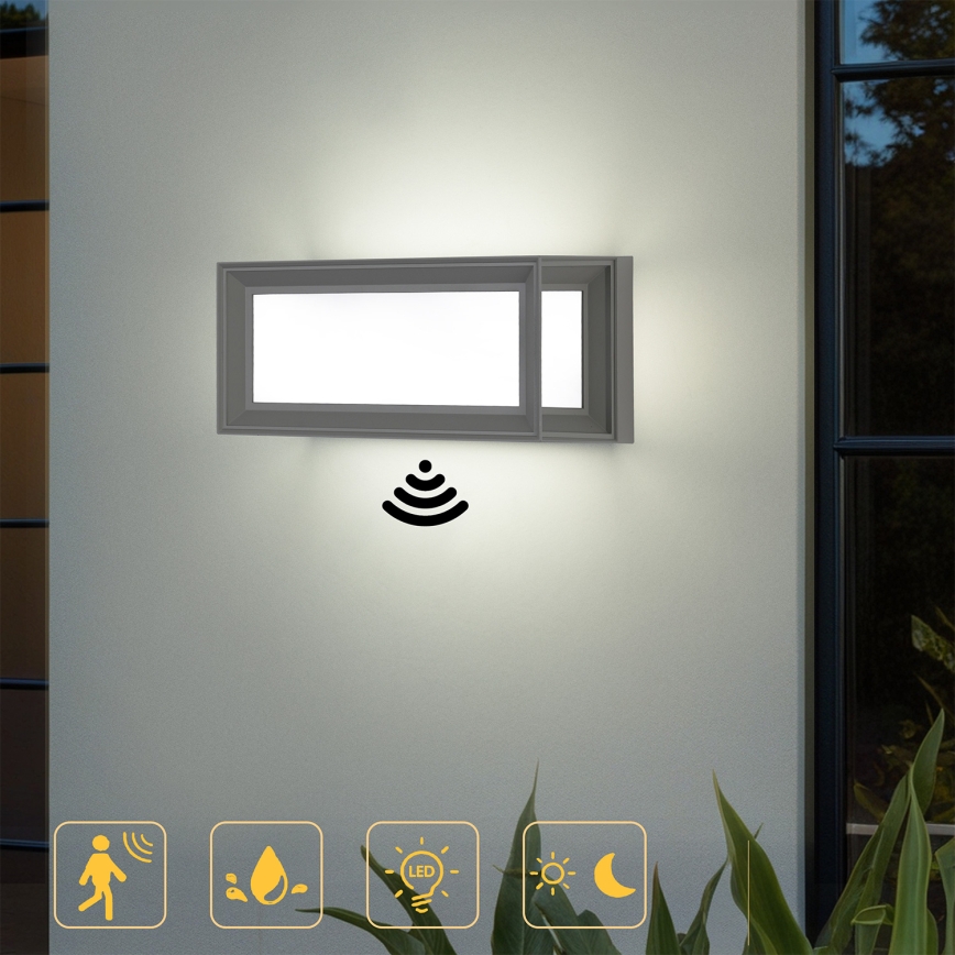 Brilagi - PARKER LED-ulkoseinävalaisin liiketunnistimella LED/12W/230V harmaa IP44