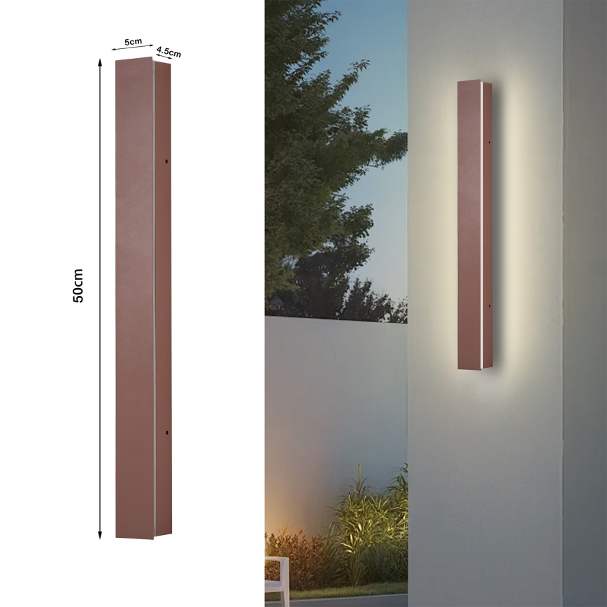 Brilagi - LED ulkoseinävalaisin LINEAR LED/12W/230V 3000K IP65 50 cm ruskea CRI 90