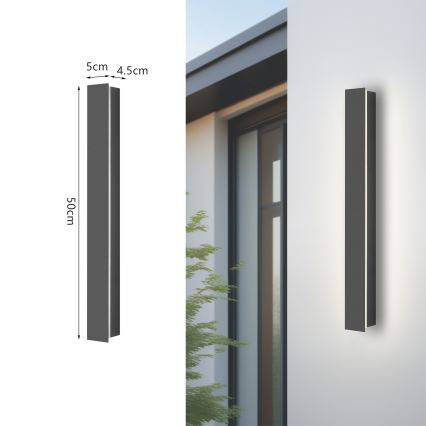 Brilagi - LINEAR LED ulkoseinävalaisin 12W/230V 4000K IP65 50 cm antrasiitti CRI 90