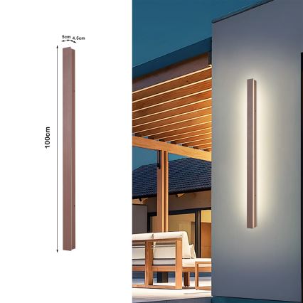 Brilagi - LED ulkoseinävalaisin LINEAR LED/22W/230V 3000K IP65 100 cm ruskea CRI 90