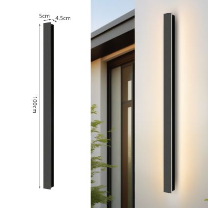 Brilagi - LINEAR LED ulkoseinävalaisin 22 W/230 V, 3000 K, IP65, 100 cm, musta, CRI 90