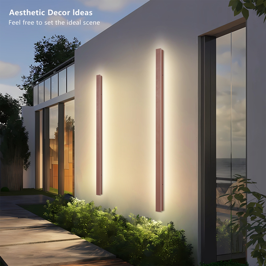 Brilagi - LINEAR LED-ulko­seinävalaisin 32 W 230 V 3000 K IP65 140 cm ruskea CRI 90