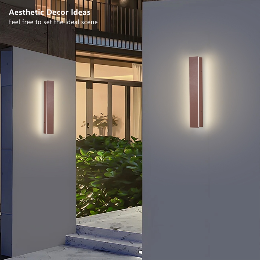 Brilagi - LED-ulkoseinävalaisin LINEAR LED/8W/230V 3000K IP65 30 cm ruskea CRI 90