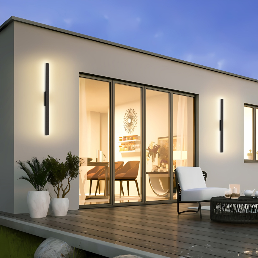 Brilagi - LED ulkoseinävalaisin LUNA LED/24W/230V 3000K IP65 100 cm musta CRI 90