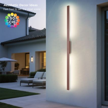 Brilagi - LUNA LED-ulkoseinävalaisin 30 W 230 V 3000 K IP65 150 cm ruskea CRI 90