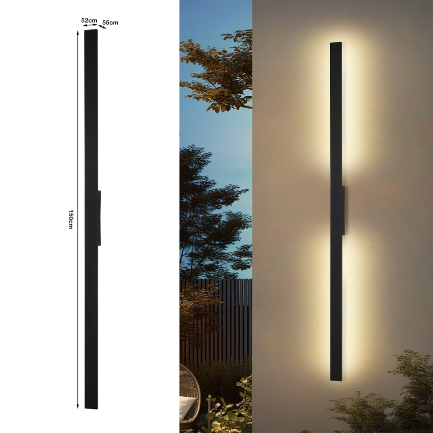 Brilagi - LED ulkoseinävalaisin LUNA LED/30W/230V 4000K IP65 150 cm musta CRI 90