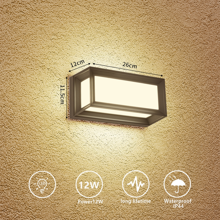 Brilagi - PARKER LED-ulkoseinävalaisin 12 W, 230 V, 3000/4500/6000 K, antrasiitti, IP44