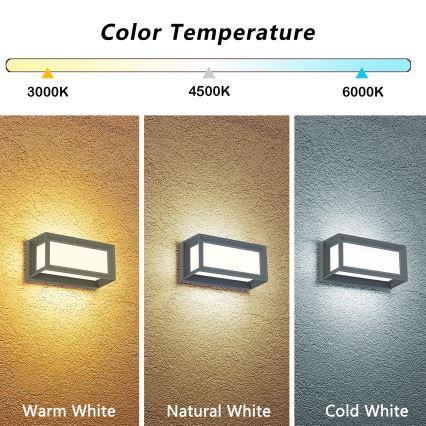 Brilagi - PARKER LED/12W/230V ulkoseinävalaisin 3000/4500/6000K harmaa IP44