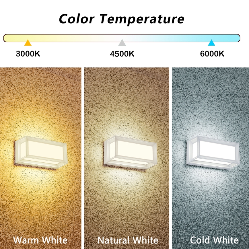 Brilagi - PARKER LED-ulkoseinävalaisin 12W/230V 3000/4500/6000K valkoinen IP44