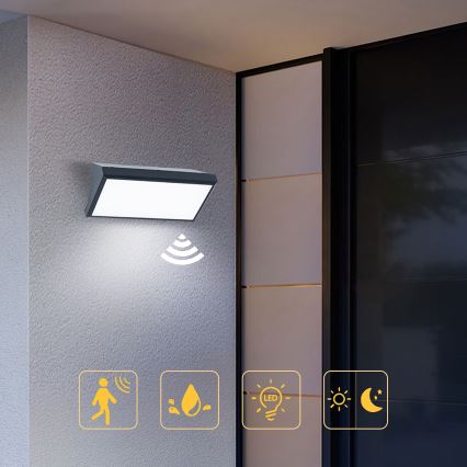 Brilagi - LED-ulkovalaisin seinälle liiketunnistimella TRIANGLE LED/20W/230V antrasiitti IP65