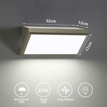 Brilagi - LED-ulkoseinävalaisin TRIANGLE LED/20W/230V harmaa IP65