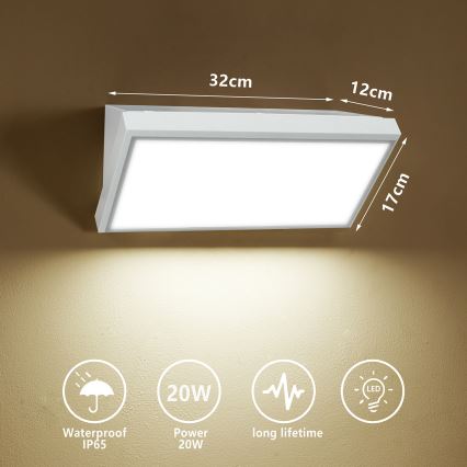 Brilagi - LED-ulkoseinävalaisin TRIANGLE LED/20W/230V valkoinen IP65