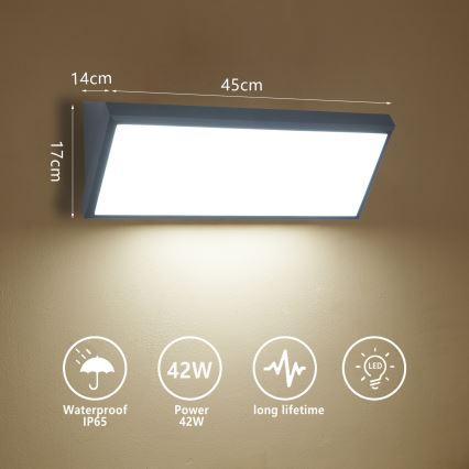 Brilagi - LED ulkoseinävalaisin TRIANGLE LED/42W/230V antrasiitti IP65