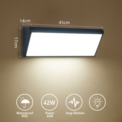 Brilagi - LED ulkoseinävalaisin TRIANGLE LED/42W/230V 45 cm musta IP65