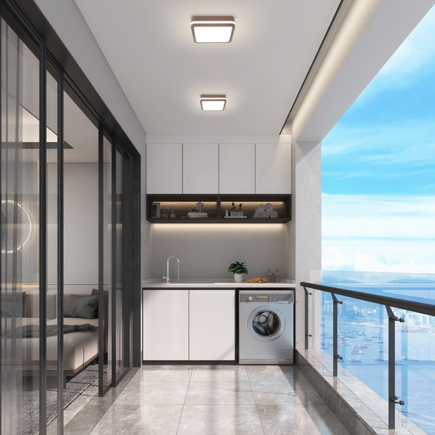 Brilagi - LED Ulkokattovalaisin anturilla BENE LED/18W/230V 21,5x21,5 cm ruskea IP54