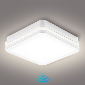 Brilagi - LED-ulkovalaisin anturilla BENE LED/18W/230V 22x22 cm valkoinen IP54