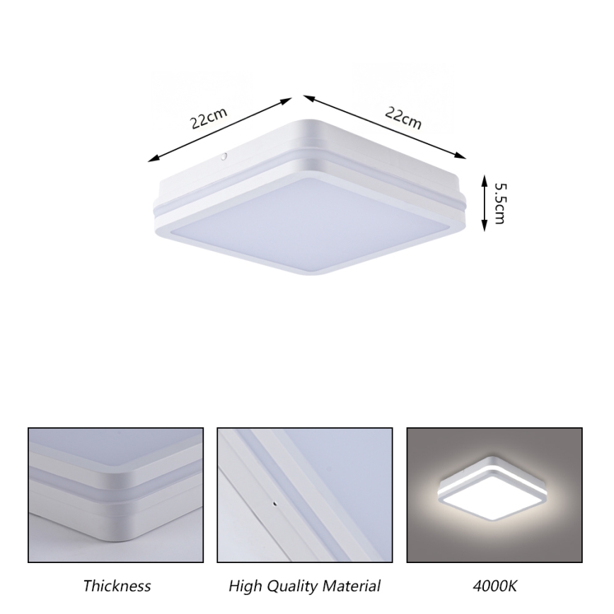 Brilagi - LED-ulkovalaisin anturilla BENE LED/18W/230V 22x22 cm valkoinen IP54