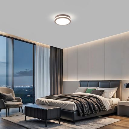 Brilagi - kattoon asennettava LED-ulkovalaisin liiketunnistimella BENE LED/18W/230V halkaisija 21,5 cm ruskea IP54