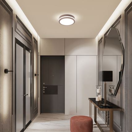 Brilagi - kattoon asennettava LED-ulkovalaisin liiketunnistimella BENE LED/18W/230V halkaisija 21,5 cm ruskea IP54