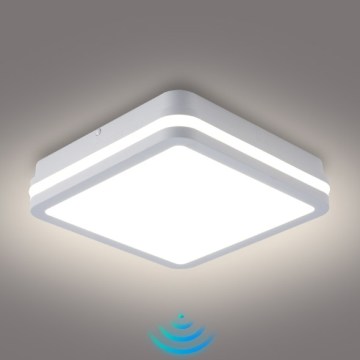 Brilagi - LED-ulkovalaisin anturilla BENE LED/24W/230V 26x26 cm valkoinen IP54