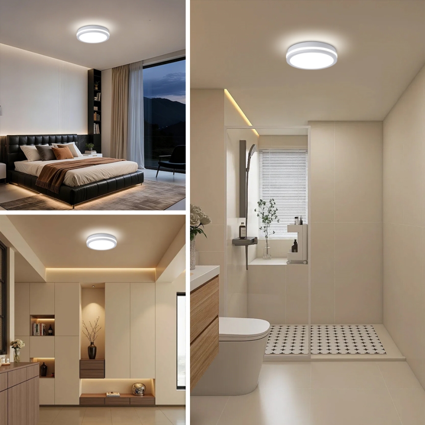 Brilagi - LED-ulkokattavalaisin anturilla BENE LED/24W/230V halkaisija 26 cm valkoinen IP54
