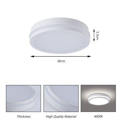 Brilagi - LED-ulkokattavalaisin anturilla BENE LED/24W/230V halkaisija 26 cm valkoinen IP54