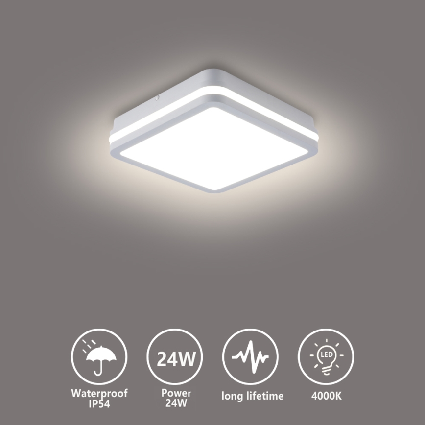 Brilagi - LED-ulkovalaisin BENE LED/24W/230V 26x26 cm valkoinen IP54