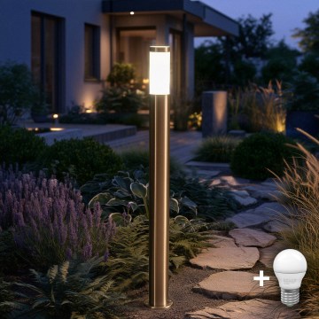 BRILAGI - LED-ulkovalaisin ELIA 1xE27/7W/230V 4000K IP44 100 cm mattakromi