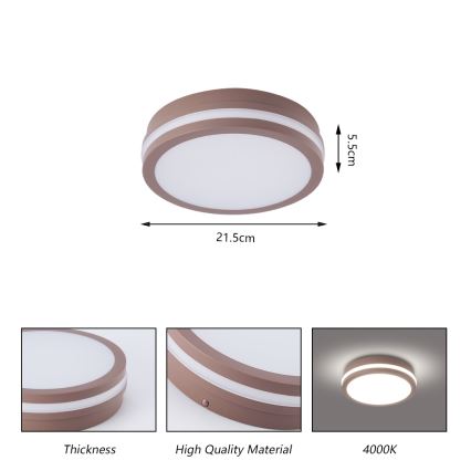 Brilagi - LED-ulkokattovalaisin BENE liiketunnistimella LED/18W/230V halkaisija 21,5 cm ruskea IP54
