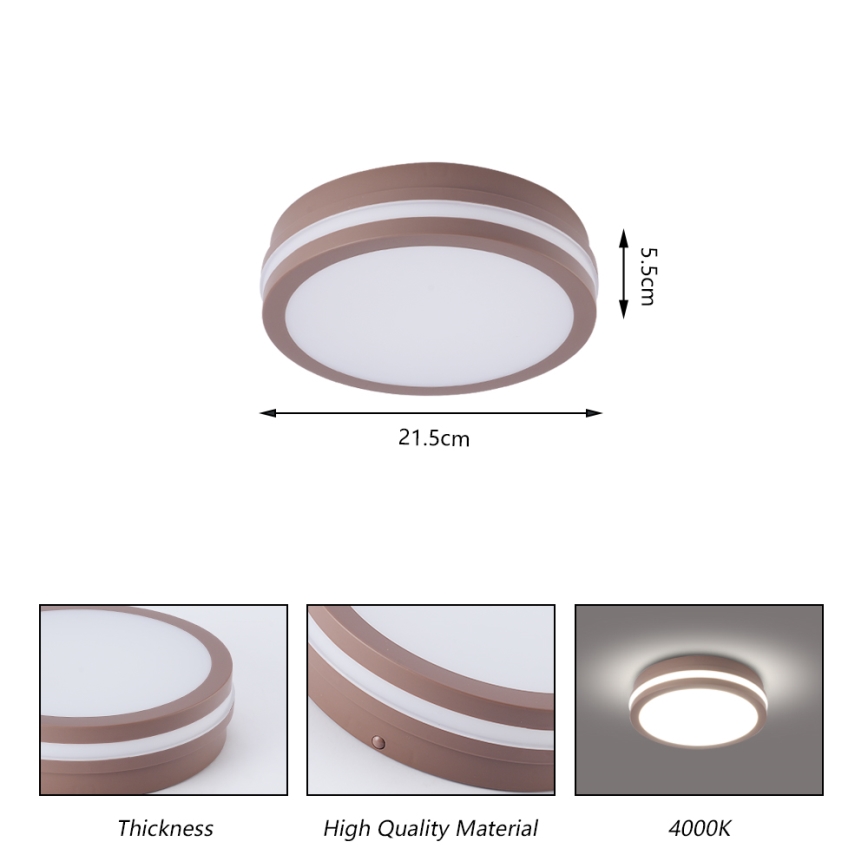 Brilagi - LED-ulkokattovalaisin BENE liiketunnistimella LED/18W/230V halkaisija 21,5 cm ruskea IP54