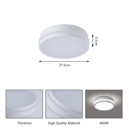 Brilagi - LED-ulkokattovalaisin anturilla BENE LED/18W/230V halkaisija 21,5 cm valkoinen IP54