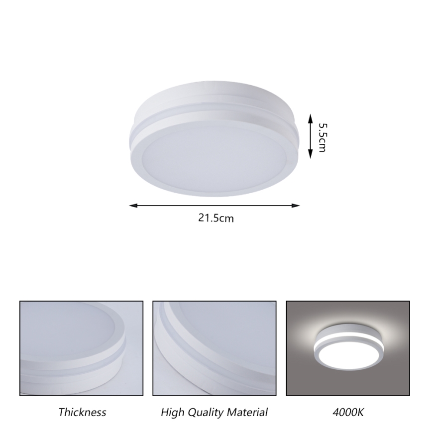 Brilagi - LED-ulkokattovalaisin anturilla BENE LED/18W/230V halkaisija 21,5 cm valkoinen IP54