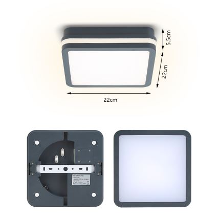 Brilagi - LED-ulkovalaisin liiketunnistimella BENE LED/18W/230V 22x22 cm antrasiitti IP54